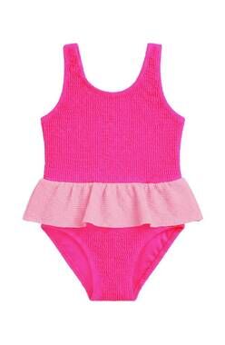 NEW LIMEAPPLE girl's crinkle peplum one piece swimwear in hot pink